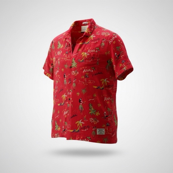 Scotch & Soda Red Aloha Print Casual Shirt - Picture 2 of 7